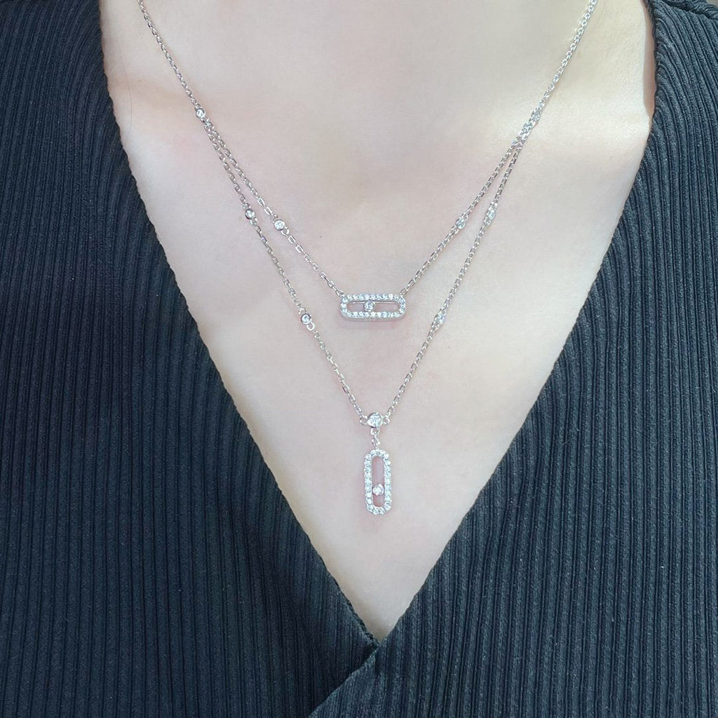 [Twinkle ]MOVE 2 ROW DIAMOND NECKLACE
