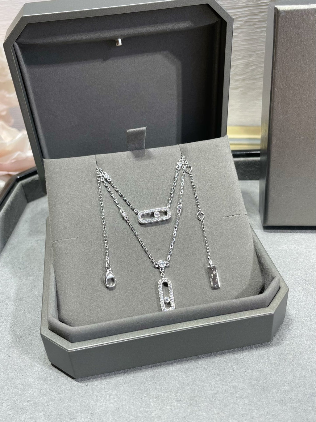 [Twinkle ]MOVE 2 ROW DIAMOND NECKLACE