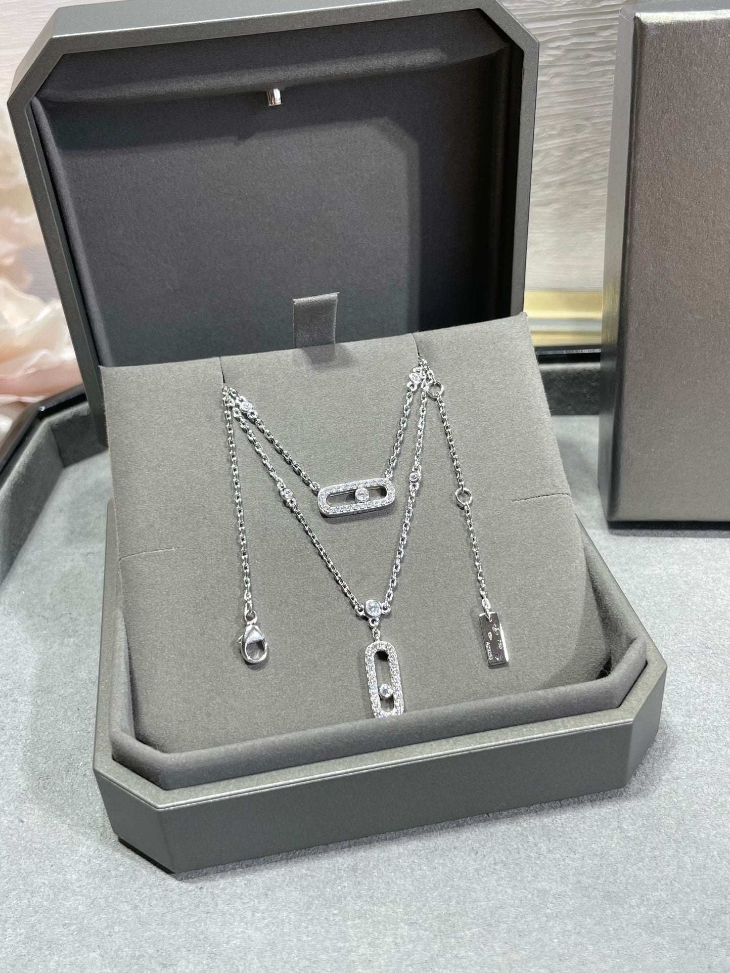 [Twinkle ]MOVE 2 ROW DIAMOND NECKLACE