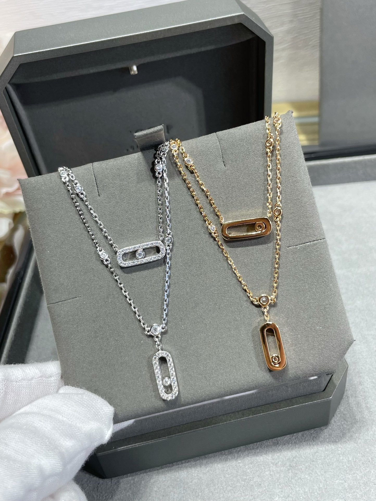 [Twinkle ]MOVE 2 ROW DIAMOND NECKLACE
