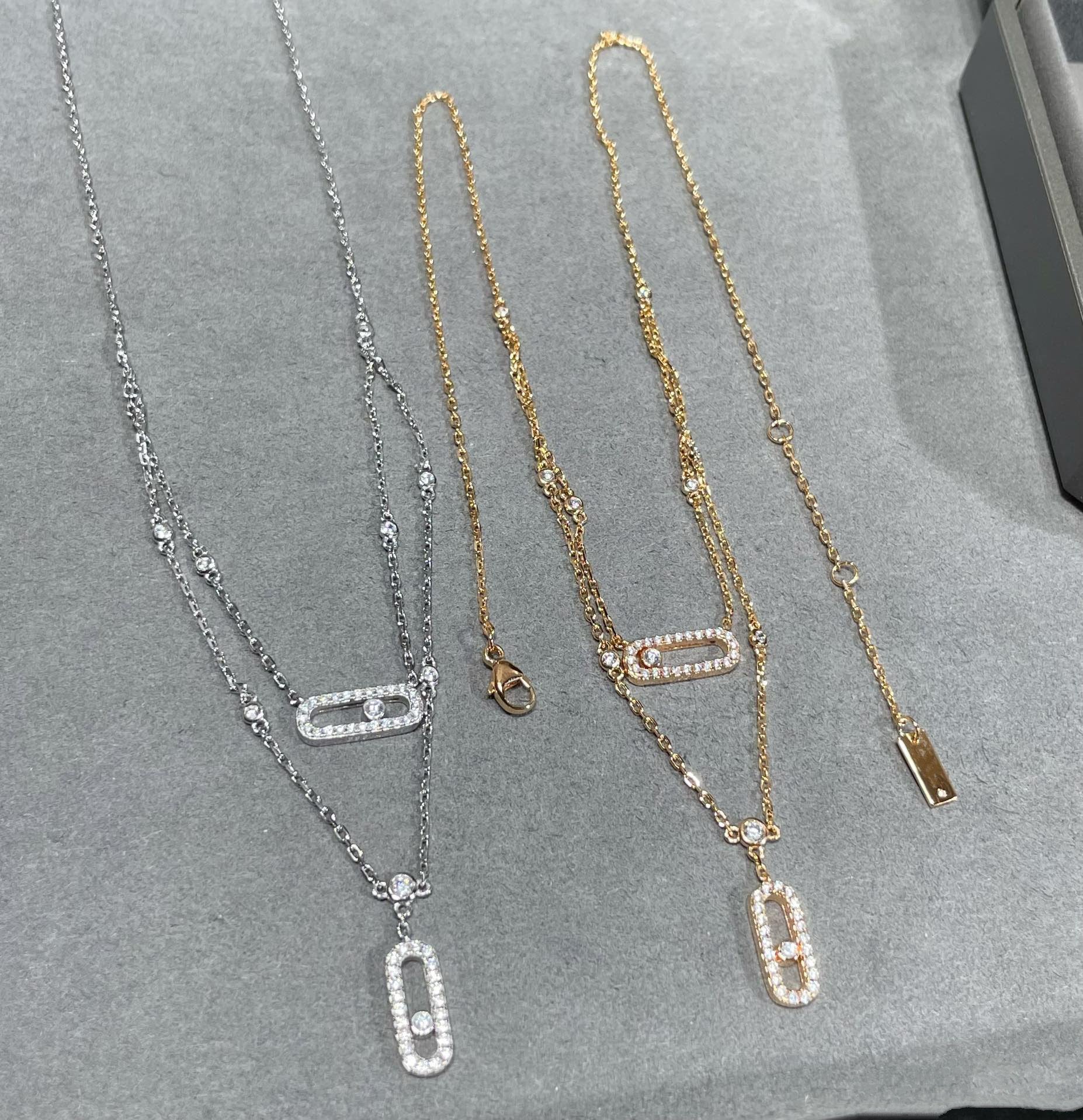 [Twinkle ]MOVE 2 ROW DIAMOND NECKLACE