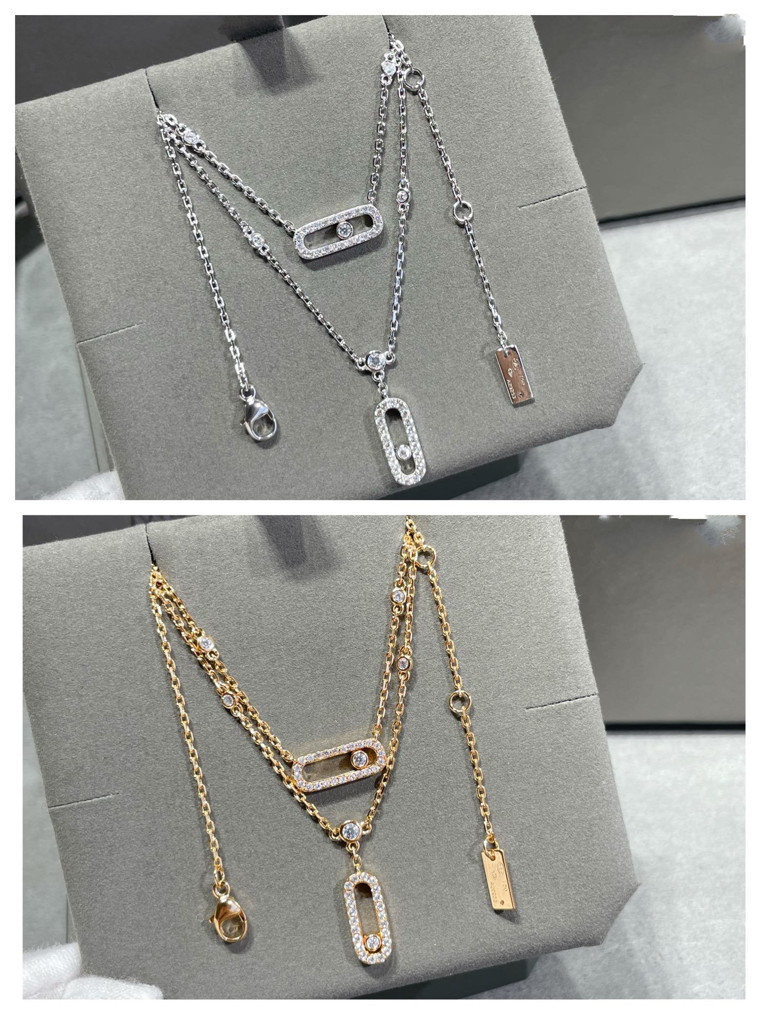 [Twinkle ]MOVE 2 ROW DIAMOND NECKLACE