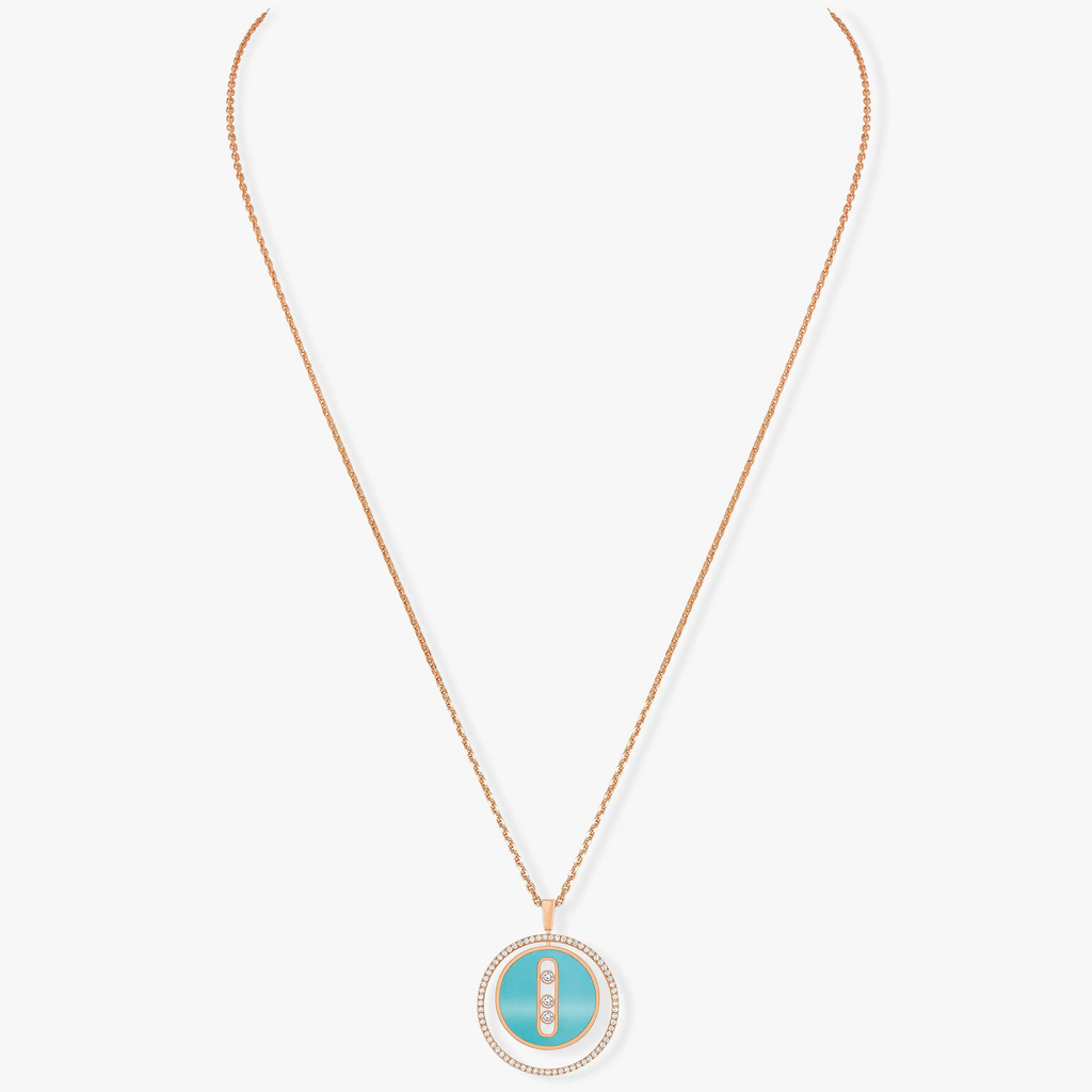 [Twinkle ]Twinkle MOVE 3 DIAMONDS TURQUOISE PINK GOLD DIAMOND NECKLACE