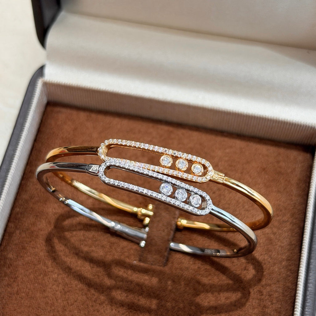 [Twinkle ]Move Pavé Diamond Bangle Bracelet M