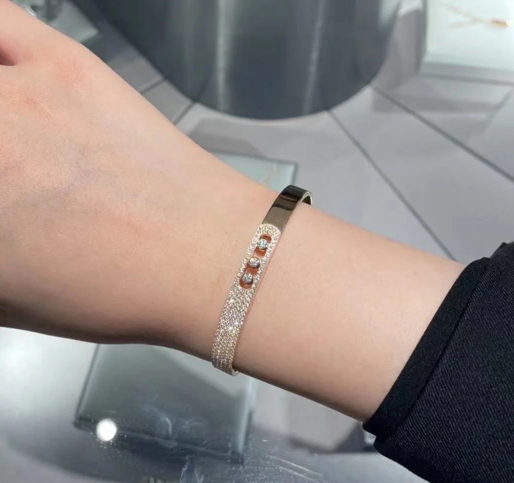 [Twinkle ]Move Noa Rose Gold Pavé Diamond Bangle Bracelet