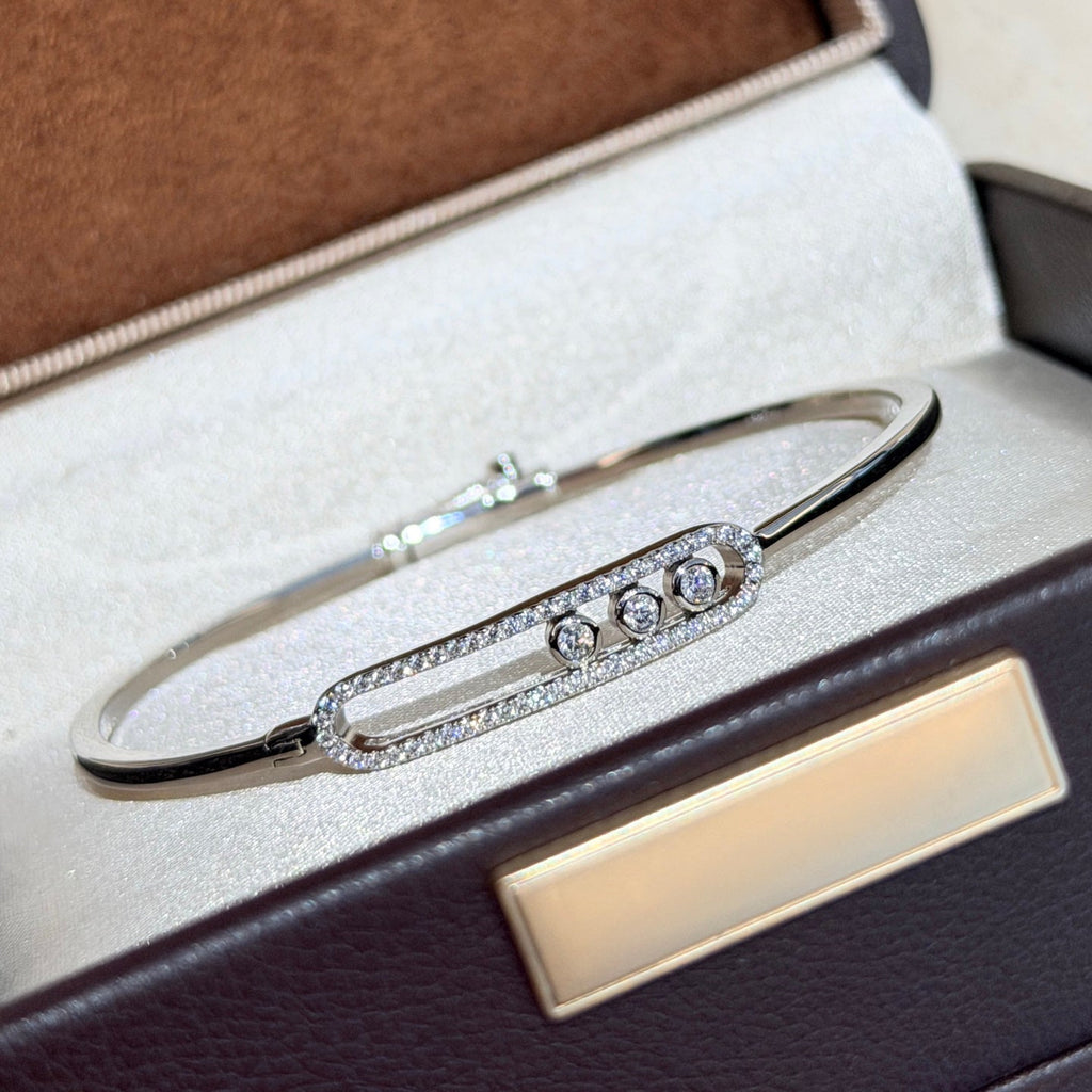 [Twinkle ]Move Pavé Diamond Bangle Bracelet M