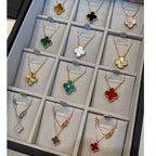¡®Twinkle jewelry¡¯CLOVER 15MM MALACHITE SINGLE FLOWER  NECKLACE