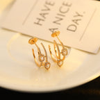 [Twinkle ]CREOLES MY TWIN 2 RANGS SILVER DIAMOND EARRINGS