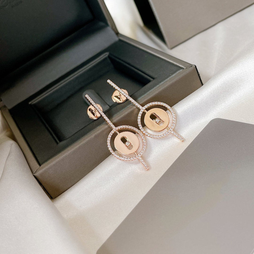 [Twinkle ]Twinkle MOVE ARROW PINK GOLD DIAMOND EARRINGS