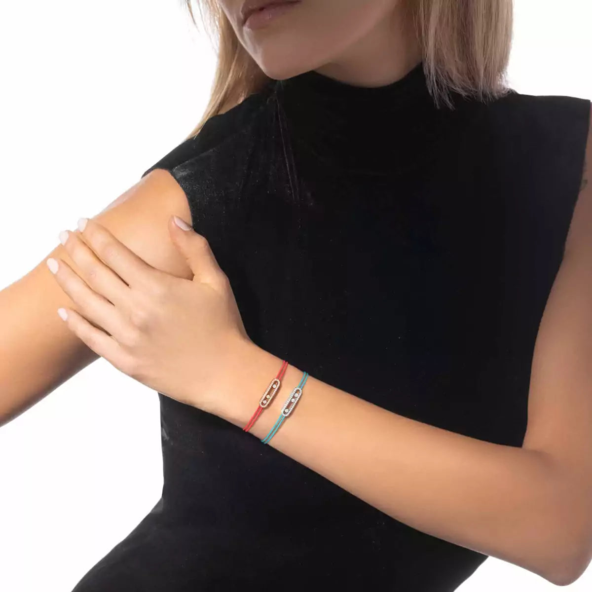 [Twinkle ]MK Care(s) pink cord pavé bracelet