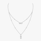 [Twinkle ]2 Rows Rose Gold Diamond Pave_ Necklace Move Uno