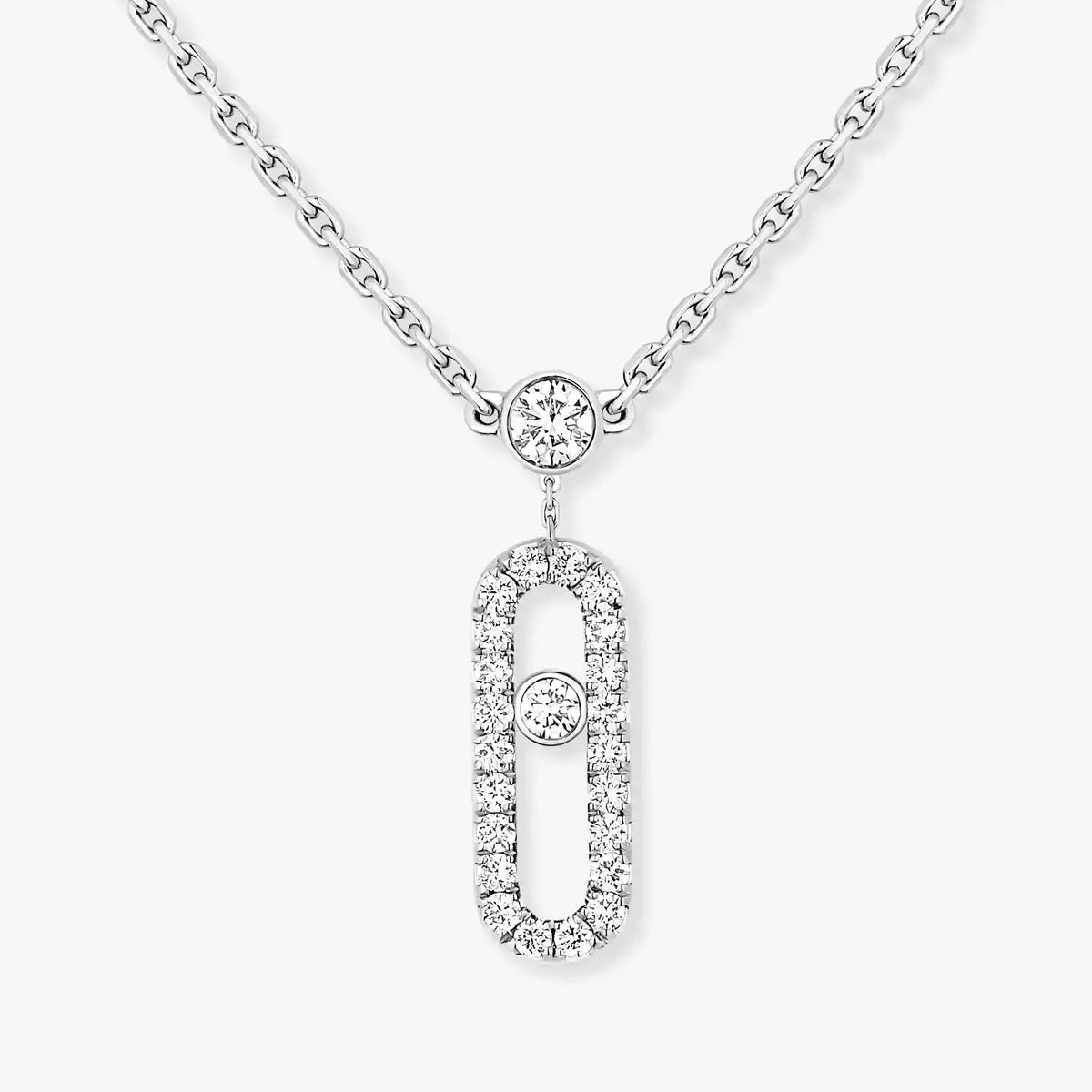 [Twinkle ]2 Rows Rose Gold Diamond Pave_ Necklace Move Uno