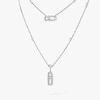 [Twinkle ]2 Rows Rose Gold Diamond Pave_ Necklace Move Uno