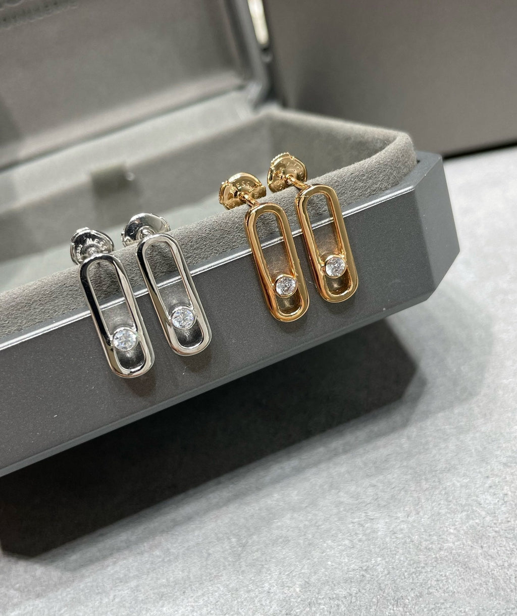 [Twinkle ]MOVE UNO SMALL 1 DIAMOND EARRINGS